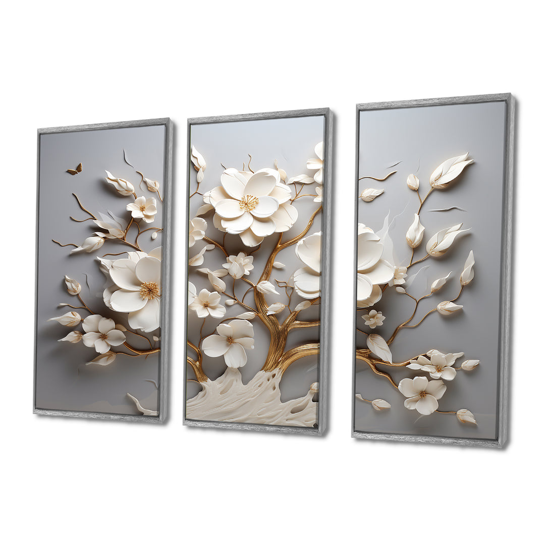 White Orchid Tree Garden Of Branches 10 - Split Panel Canvas Art