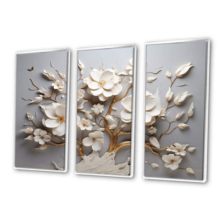 White Orchid Tree Garden Of Branches 10 - Split Panel Canvas Art