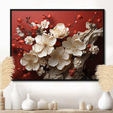 White and red orchid flower branches V - Floral Canvas Wall Art