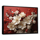 White and red orchid flower branches V - Floral Canvas Wall Art