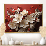 White and red orchid flower branches V - Floral Canvas Wall Art