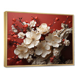 White and red orchid flower branches V - Floral Canvas Wall Art