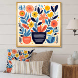 yellow and blue Bohemian Vase pottery blooms I - Geometric Canvas Wall Art