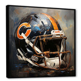 Vintage black and orange american football helmet I - Sports Canvas Wall Art