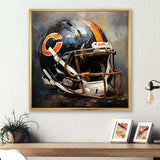 Vintage black and orange american football helmet I - Sports Canvas Wall Art