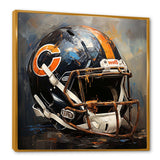 Vintage black and orange american football helmet I - Sports Canvas Wall Art