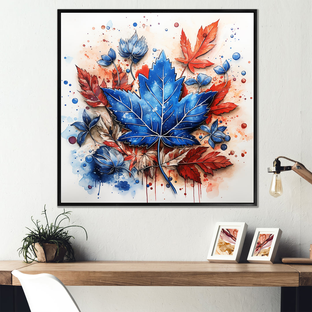 Blue And Red Toronto Maple Leaf Colors - Sport Hockey Canvas Wall Art