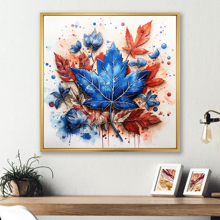 Blue And Red Toronto Maple Leaf Colors - Sport Hockey Canvas Wall Art
