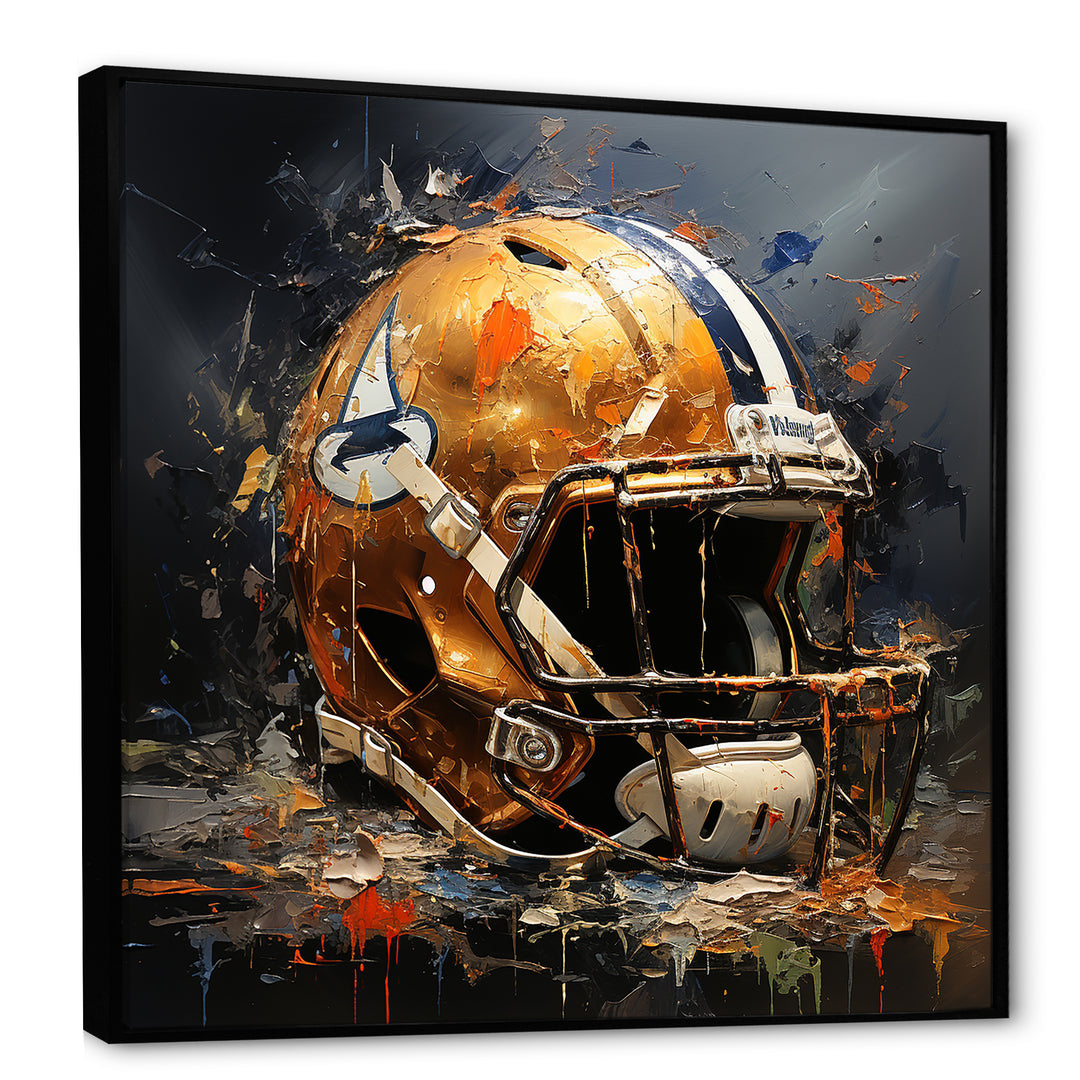 Vintage Gold Football Helmet - Sport Football Canvas Wall Art