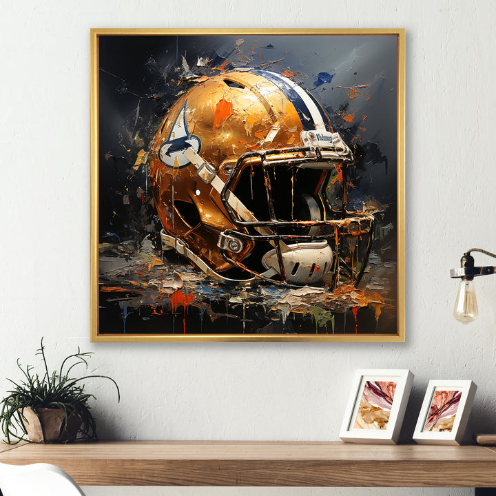 Vintage Gold Football Helmet - Sport Football Canvas Wall Art