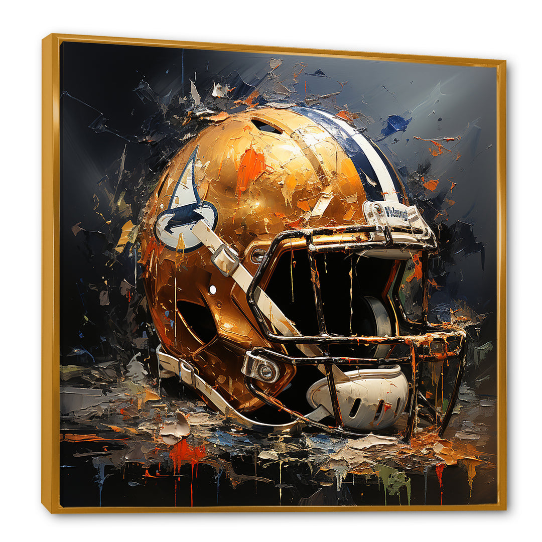 Vintage Gold Football Helmet - Sport Football Canvas Wall Art