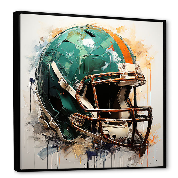Vintage Green Football Helmet - Sport Football Canvas Wall Art