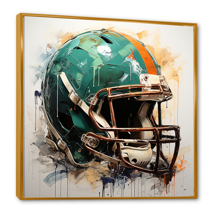 Vintage Green Football Helmet - Sport Football Canvas Wall Art