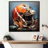 Orange and black football helmet - Sports Canvas Wall Art