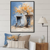 Florals yellow and blue bicycle - Bicycle Canvas Wall Art