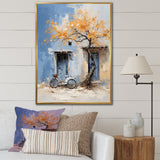 Florals yellow and blue bicycle - Bicycle Canvas Wall Art