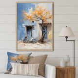 Florals yellow and blue bicycle - Bicycle Canvas Wall Art
