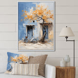 Florals yellow and blue bicycle - Bicycle Canvas Wall Art