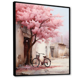 Pink and white springtime florals bicycle I - Bicycle Canvas Wall Art