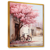 Pink and white springtime florals bicycle I - Bicycle Canvas Wall Art