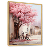 Pink and white springtime florals bicycle I - Bicycle Canvas Wall Art