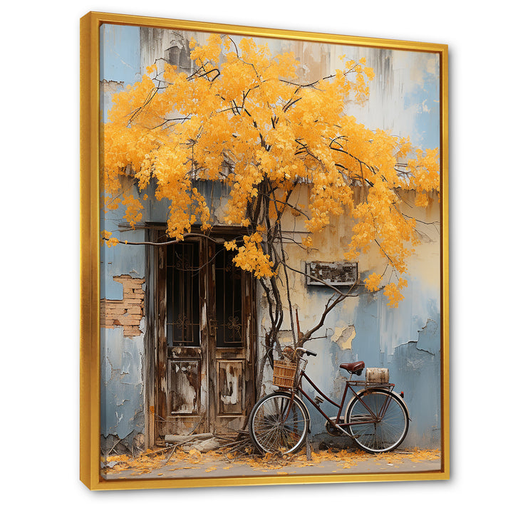 Yellow and blue springtime florals bicycle - Bicycle Canvas Wall Art