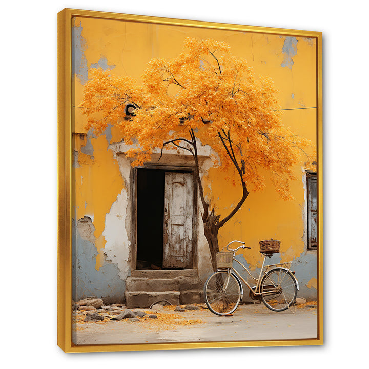 Yellow springtime florals bicycle I - Bicycle Canvas Wall Art