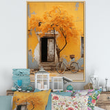 Yellow springtime florals bicycle I - Bicycle Canvas Wall Art