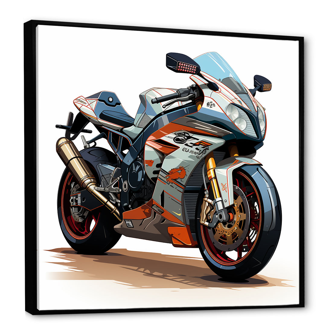 Orange and black Sleek Speed Motorcycle I - Motorcycle Canvas Wall Art