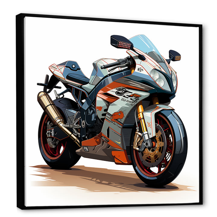 Orange and black Sleek Speed Motorcycle I - Motorcycle Canvas Wall Art