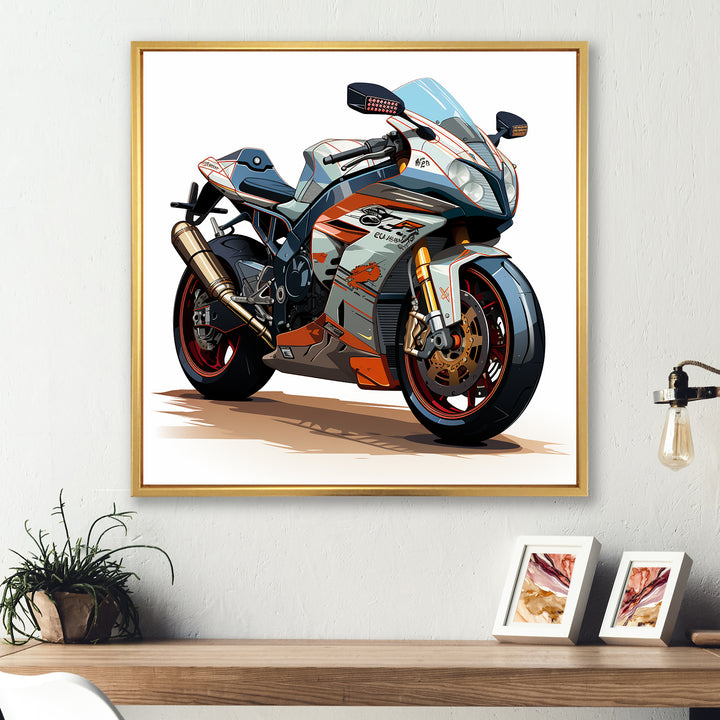 Orange and black Sleek Speed Motorcycle I - Motorcycle Canvas Wall Art