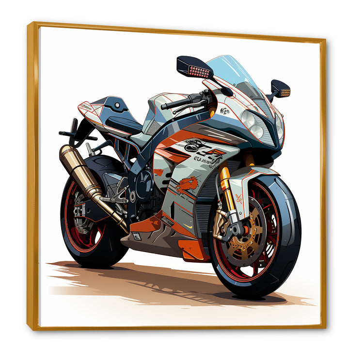 Orange and black Sleek Speed Motorcycle I - Motorcycle Canvas Wall Art