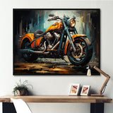Yellow and black classic motorcycle cruiser I - Motorcycle Canvas Wall Art