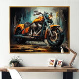 Yellow and black classic motorcycle cruiser I - Motorcycle Canvas Wall Art