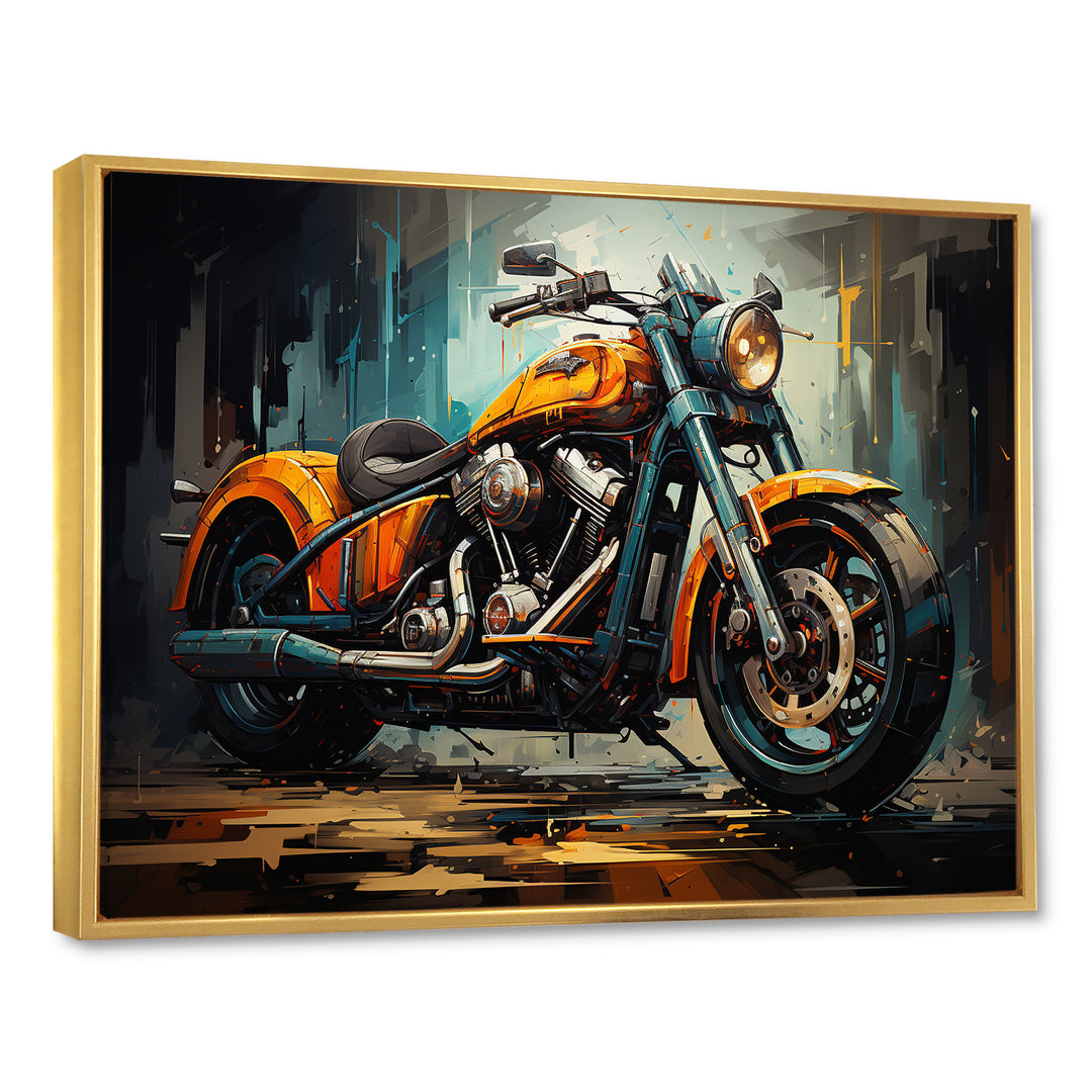 Yellow and black classic motorcycle cruiser I - Motorcycle Canvas Wall Art