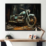 Blue and black classic motorcycle cruiser - Motorcycle Canvas Wall Art