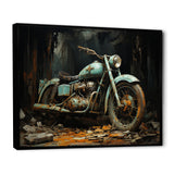 Blue and black classic motorcycle cruiser - Motorcycle Canvas Wall Art
