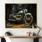 Blue and black classic motorcycle cruiser - Motorcycle Canvas Wall Art