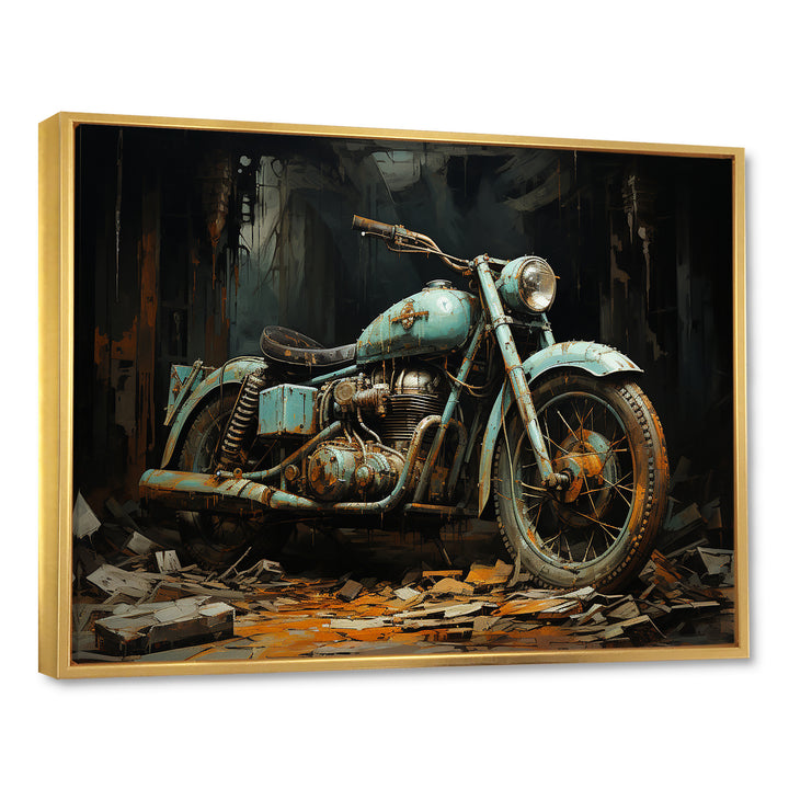 Blue and black classic motorcycle cruiser - Motorcycle Canvas Wall Art