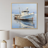 Tranquil waters fishing boat - Boat Canvas Wall Art