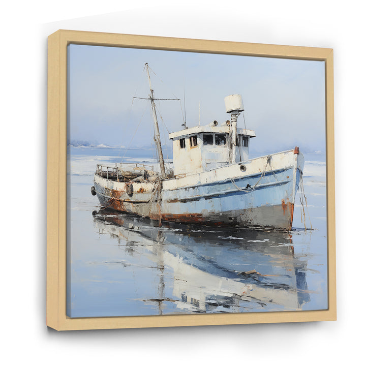 Tranquil waters fishing boat - Boat Canvas Wall Art