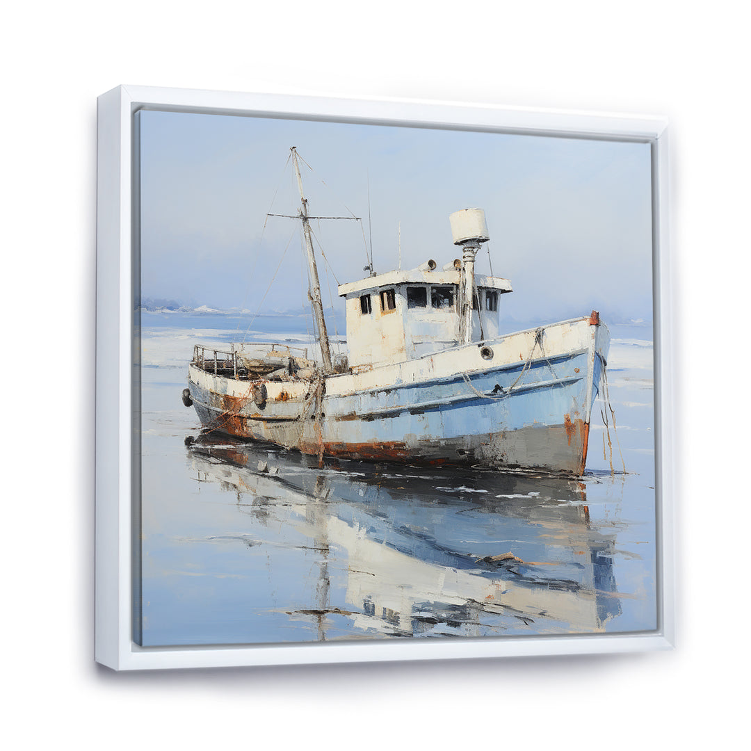 Tranquil waters fishing boat - Boat Canvas Wall Art