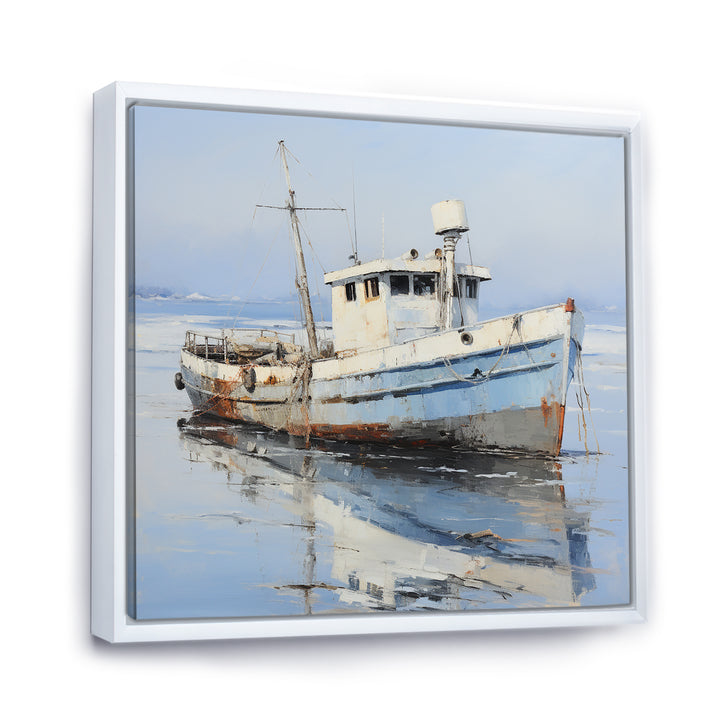 Tranquil waters fishing boat - Boat Canvas Wall Art