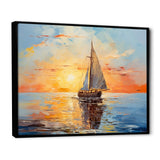 Orange sunset sailing boat I - Boat Sailing Canvas Wall Art
