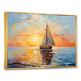 Orange sunset sailing boat I - Boat Sailing Canvas Wall Art