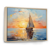 Orange sunset sailing boat I - Boat Sailing Canvas Wall Art