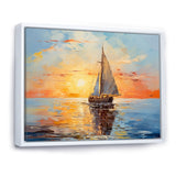 Orange sunset sailing boat I - Boat Sailing Canvas Wall Art
