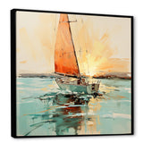Orange sunset sailing paint I - Boat Canvas Wall Art