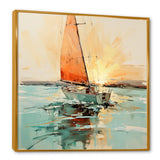 Orange sunset sailing paint I - Boat Canvas Wall Art