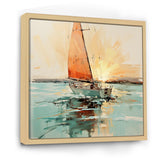 Orange sunset sailing paint I - Boat Canvas Wall Art